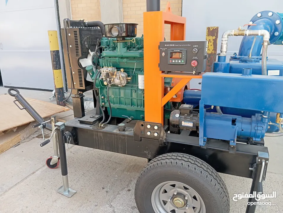 للبيع مضخه 6 إنش تعمل بالديزل مع مقطورة جديده New 6” diesel pump with a trailer