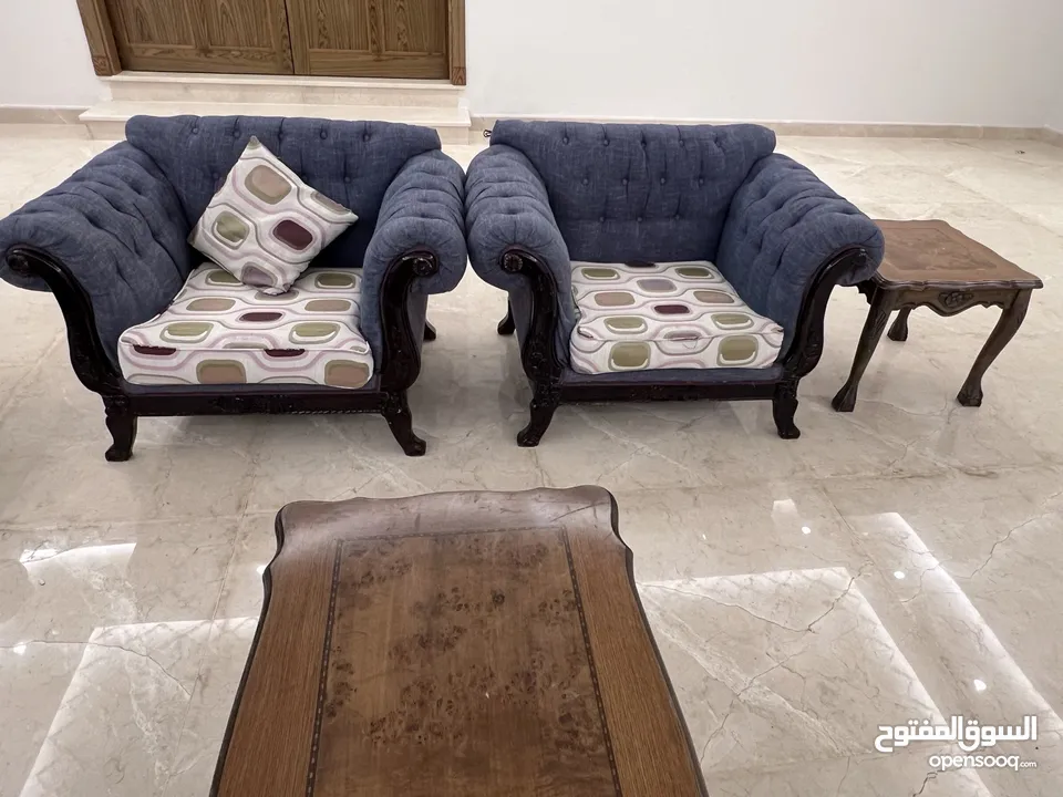 طقم كنب خشب زان 100٪؜ .. لون اسود .. جودة عالية ..