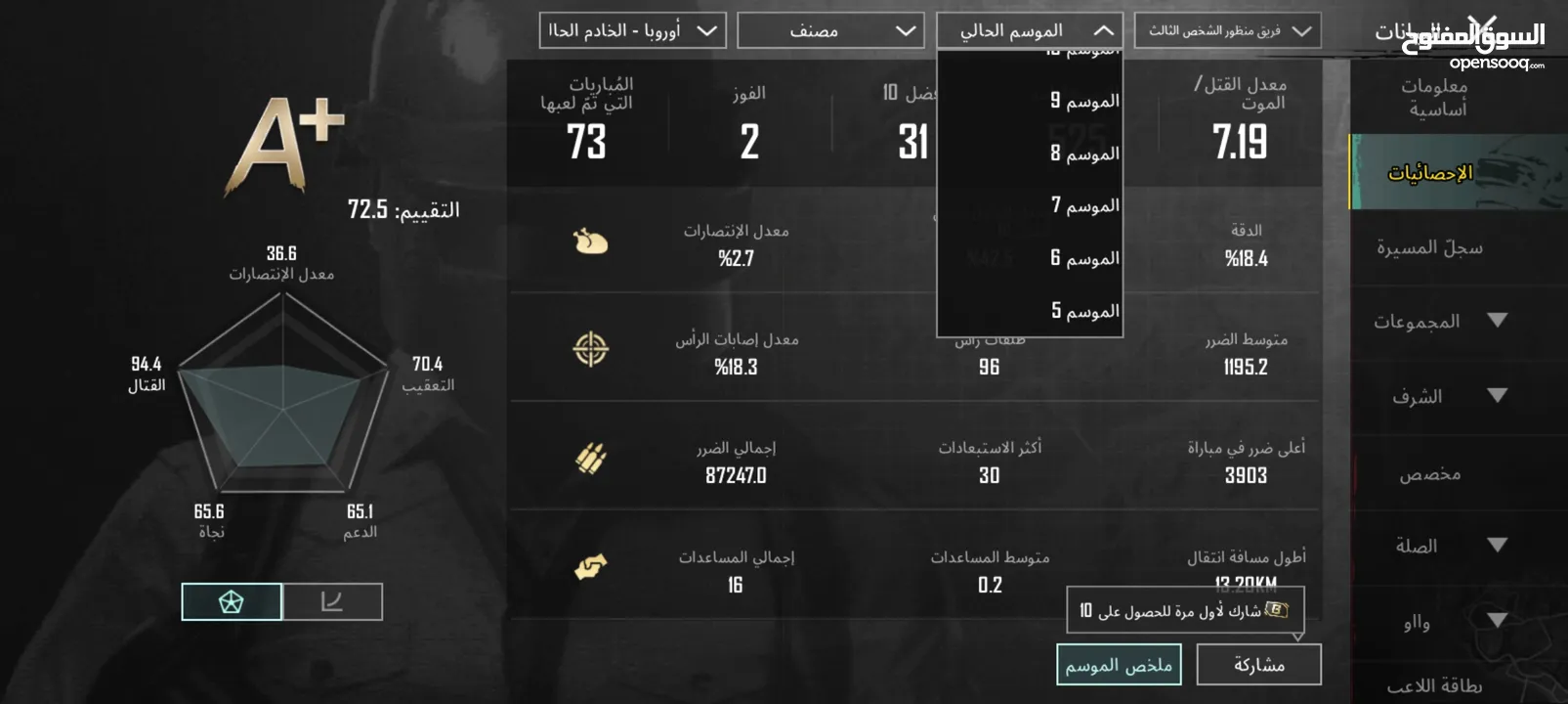حساب ببجي ممتاز بسعر مناسب لقيمة الحساب وما صرف عليه