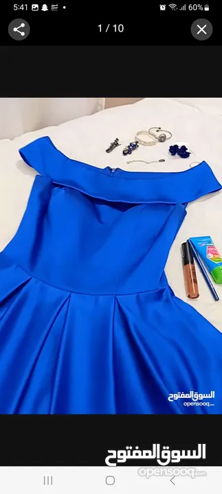 فستان نيلي تقيل للمناسبات من تانجو للبيع off shoulders . navy blue of shoulders dress from tango