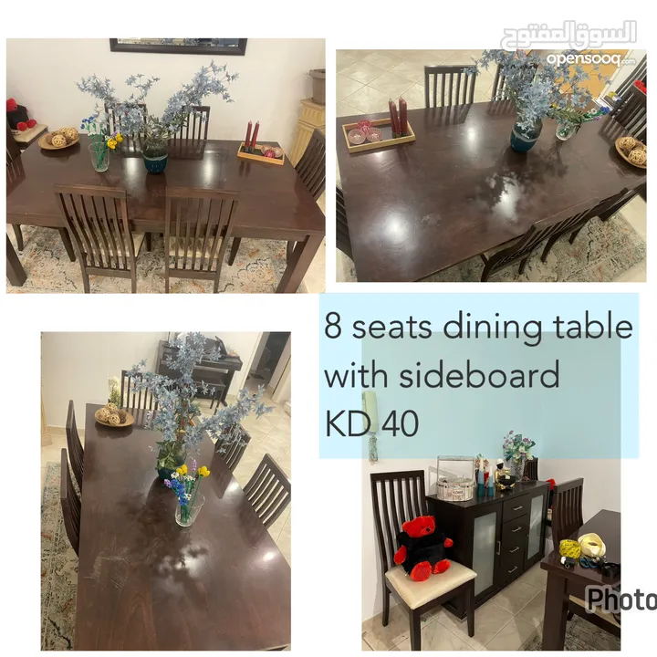 8 seats dining table with sideboard