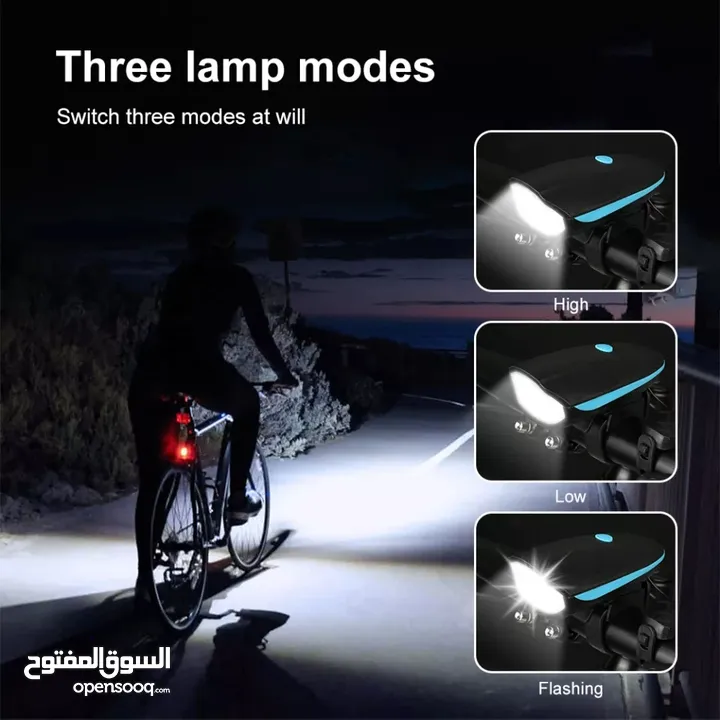 كشاف /زامور  امامي فاخر قابل للشحن للدراجات الهوائية usb rechargeable bicycle front light /horn