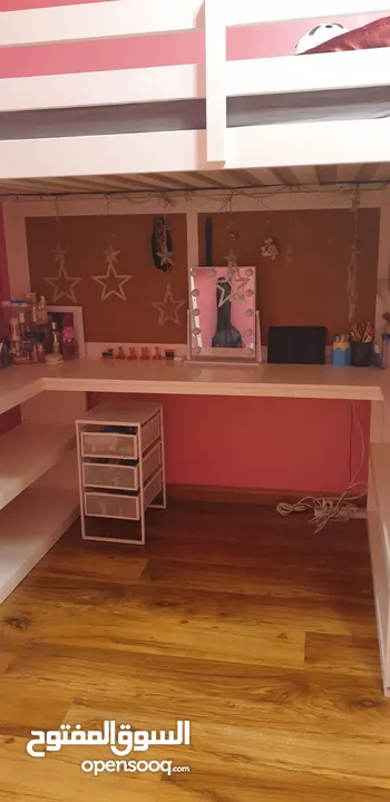 Kids Loft Bed with Large Study Desk