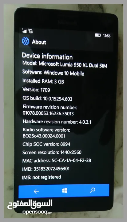 موبايل مايكروسفت نوكيا لوميا 950XL ويندوز 10 بحالة ممتازة.