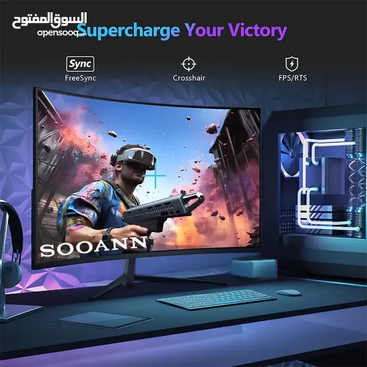 شاشه جيمنج 27 انش منحنيه بتردد 165 هرتز SOOANN 27 INCH 1440P 2K 165HZ 1MS CURVED GAMING MONITOR