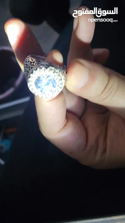 خاتم فضه 925 موزنايت حبة راهيه