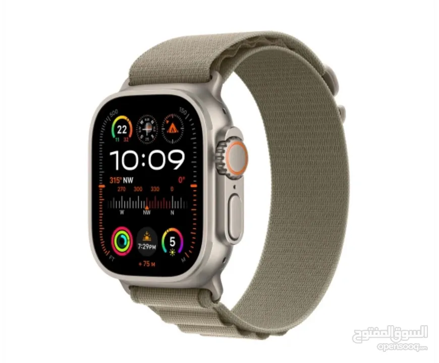 APPLE WATCH ULTRA 2 49mm ابل واتش ألترا 2 حجم 49  مسكره فلكرتونه كفاله ابل سنه 12 شهر