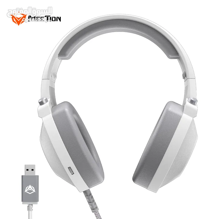 Meetion HP012 RGB 7.1 Virtual Surround Sound Gaming Headset USB -White سماعات لون ابيض