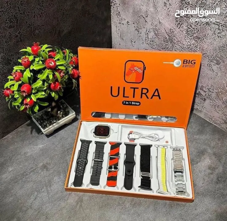 ساعة Ultra و7 أحزمة بجودة ممتازة  السعر 130 شيكل