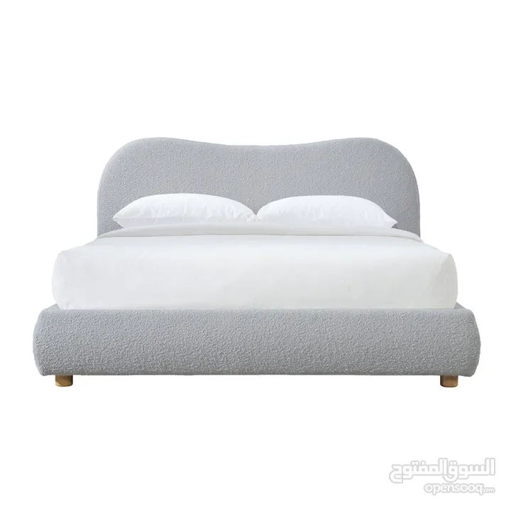 Cloud Boucle King Bed (Oak, Sky Grey)