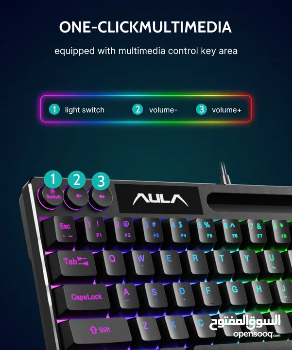 كيبورد جيمنغ مضيئ احترافي لكل الجيمرز اصلي Aula Keyboard F3061 Gaming RGB Lights OG
