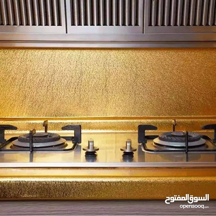 جددي مطبخك بأناقة ولمسة عصرية! استيكر فويل ذهبي/فضي حراري – مقاوم للنار وسهل التنظيف!