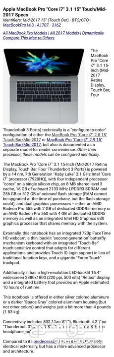 Apple MacBook Pro 15" 2018 (Mid-2017) with Touch Bar and upgraded graphic card from factory