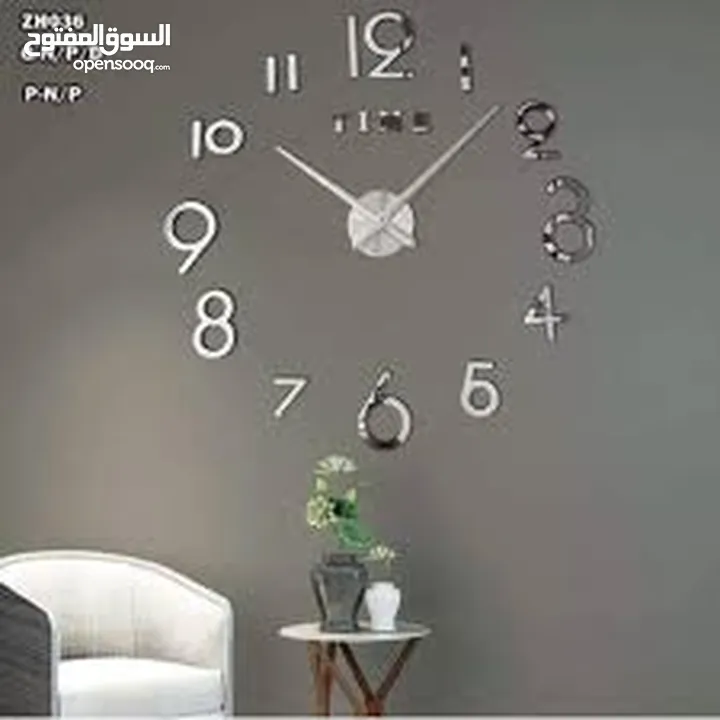 ساعه  حائط  ضخمه ديكور  ساعة  لون ذهبي و اسود و فضي مرآه و بني  حجمين