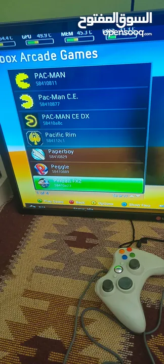 جهاز اكس بوكس 360 مهكر مع ايدتين مع أكثر من 150 لعبه مع جميع الكوابل الخاصه بالجهاز