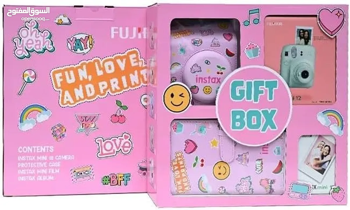 Fujifilm Instax Mini 12 Gift Box Album -Blue كاميرا فورية مع فلم و البوم صور و حقيبة