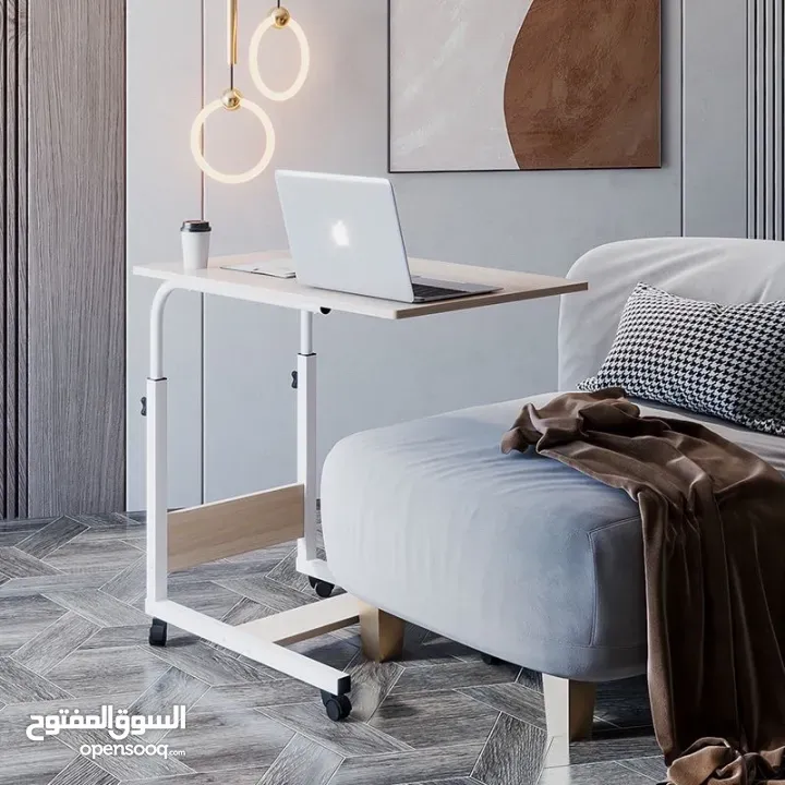 طاولات اكل للمرضى بجانب السرير 60 سم طاولة طبية فوق السرير، صينية طعام جانبية للسرير بارتفاع قابل لل