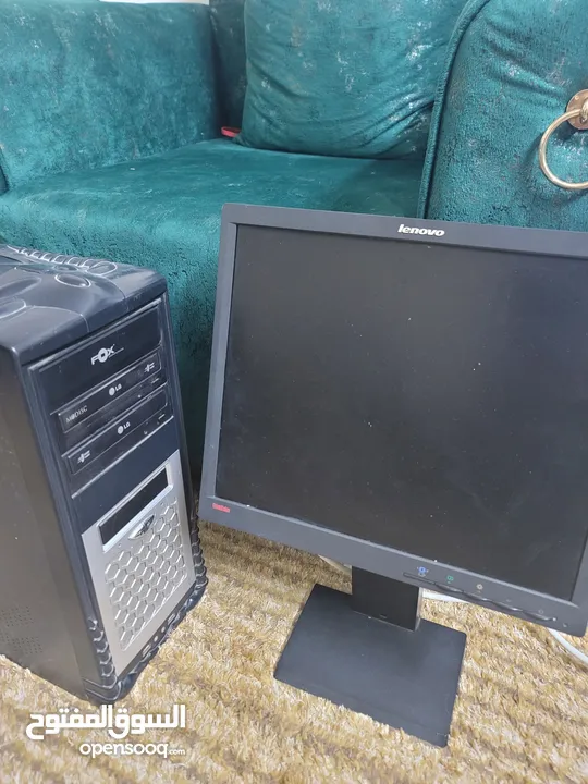 كمبيوتر مكتبي مع شاشه 60 فريم مع كيبورد جديد موس hp