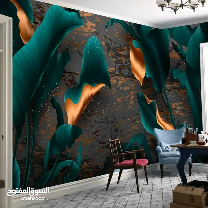 ورق حائط ثلاثي الأبعاد نسيج الماني بأشكال عصريه مميزة مع وجود تصاميم تناسب جميع المواقع  متوفر شحن