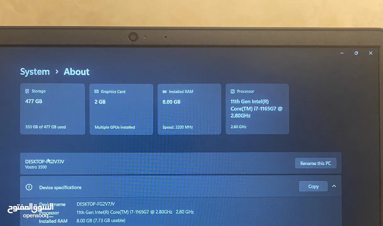 لابتوب ديل ممتاز Dell vostro 3500 مع معالج i7 الجيل الحادي عشر windows laptop Dell laptop