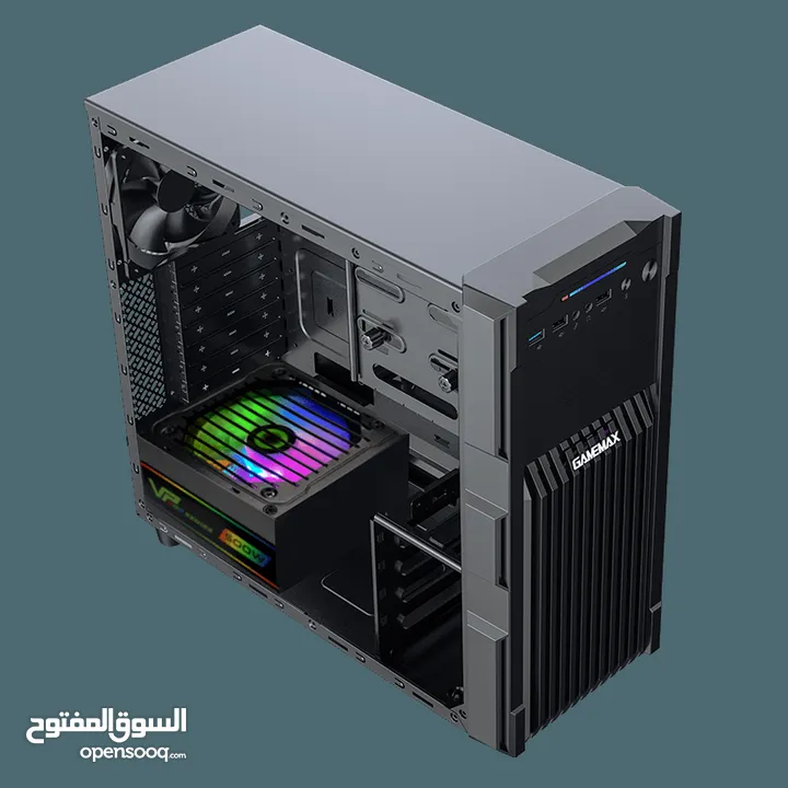 كيس جيمنغ  من جيماكس مضيئ رجب تصميم للحرارة GAMEMAX  GM-ONE RGB BK Case Gaming