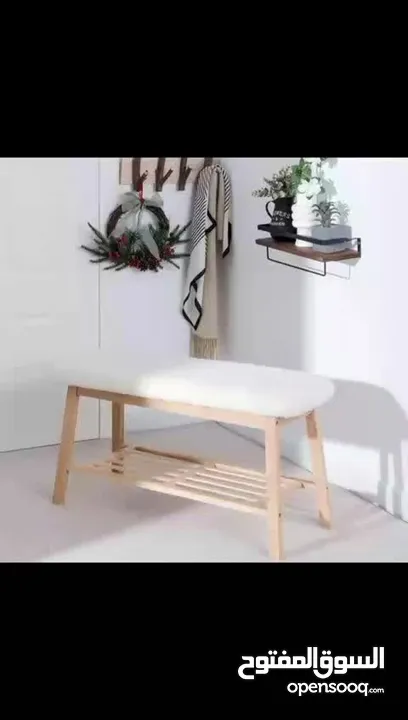 مقعد الأحذية الخيزران والكتان – لمسة فخامة عند باب بيتك! قطعة أنيقة تجمع راحة الجلوس + تخزي