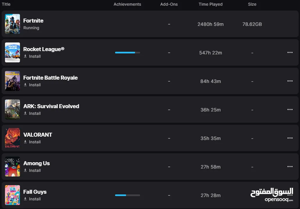 حساب Epic Games مميز  284 لعبة + 152 سكن Fortnite + (1200 V-Bucks )