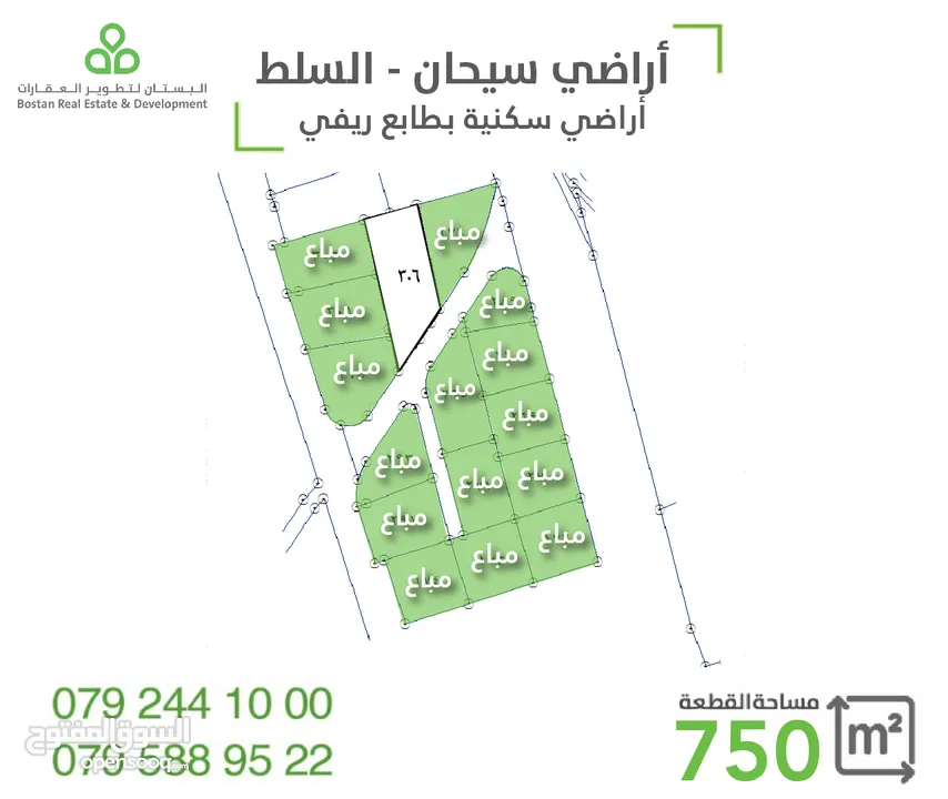 أرض سكنية مزروعة زيتون في السلط / الصبيحي / سيحان / 1200 متر