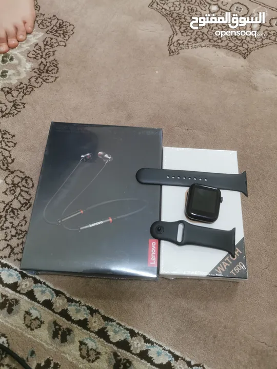 brand new smart watch T500 &Lenovo hanging headphones