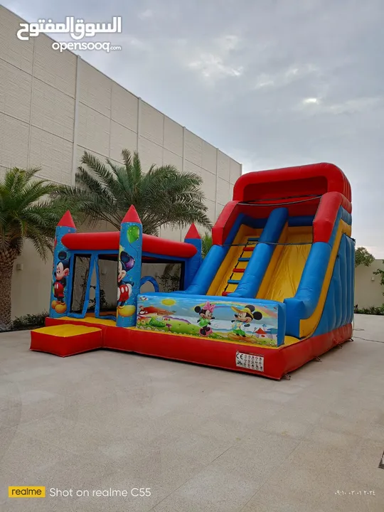 نطاطيات العاب اطفال في قطر  زحلاقية مع ارتفاع 8 متر  نطاطيات مع زحلاقيه ارتفاع 10 متر بركة السباحة