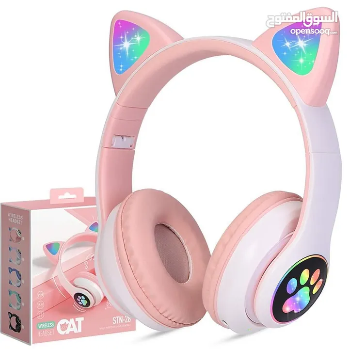 Cat Ear Headphone Bluetooth 3.5 Stereo Headset, STN-28 Audio Device, Noise Canceling and Microphone.