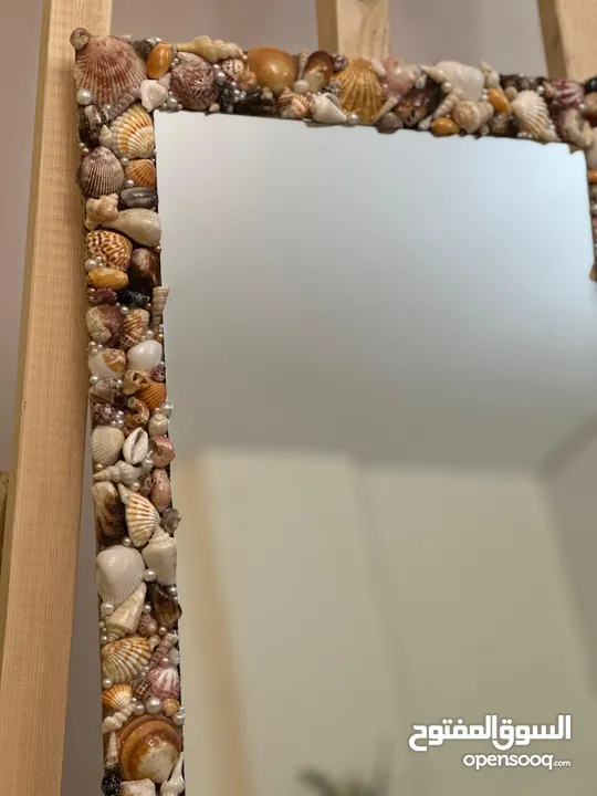 Wall Mirror with Shell Frame - Resin Coated. perfect for bedrooms & entryways.