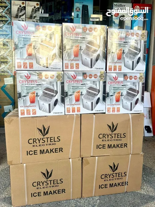 جهاز صانع الثلج السريع الاصلي الحجم الكبير  ماركة كريستال العالمية CRYSTELS انتاج 16 كلو  ثلج