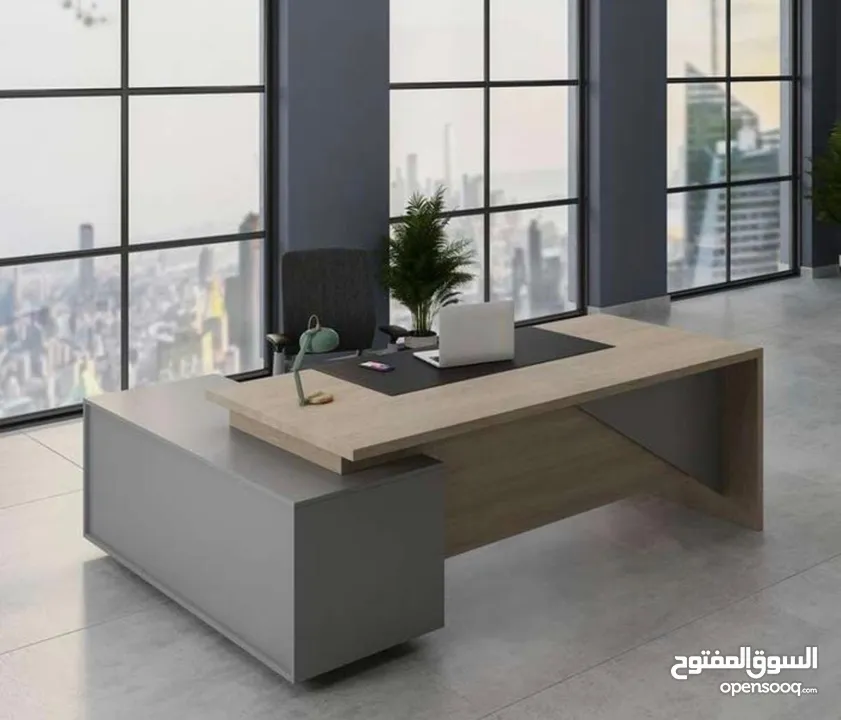 مكتب 140*70 مع جانبيه 80*40 وطاولة وسط تفصيل خشب مستورد بسعر المصنع