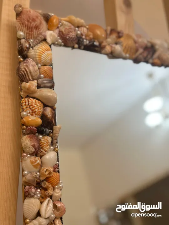 Wall Mirror with Shell Frame - Resin Coated. perfect for bedrooms & entryways.