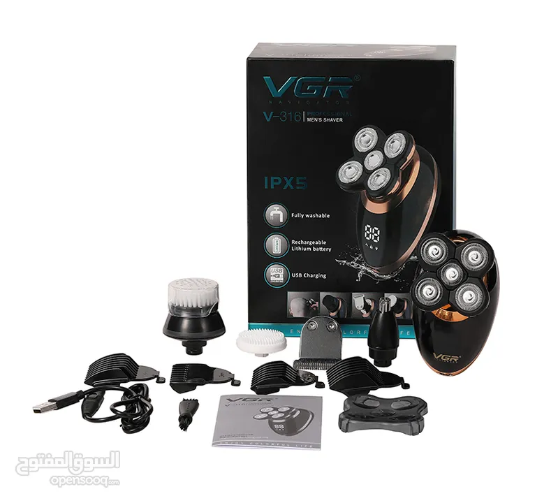 ماكينة  حلاقة 5 في 1 ضد الماء مزودة بشاشة VGR V-316 حلاقه ماكنه الحلاقة شعر الراس حلاقة اللحيه