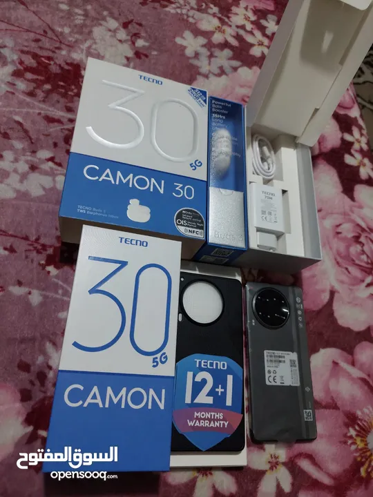 مشغل ايام Kamon 30 5G رام 24 جيجا 512 مكفول سنة أغراضة والكرتونه الأصلية متوفر توصيل
