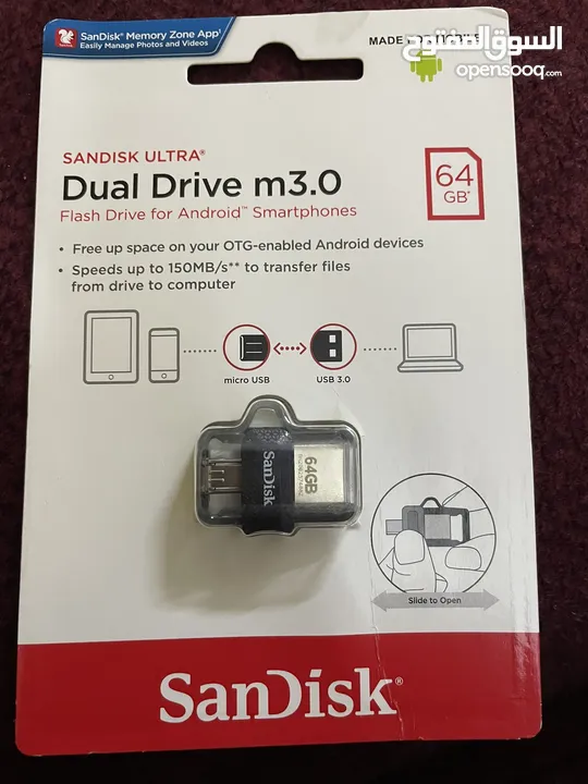 فلاش ميموري تلفون SanDisk Ultra Dual 64GB USB 3.0 OTG Pen Drive