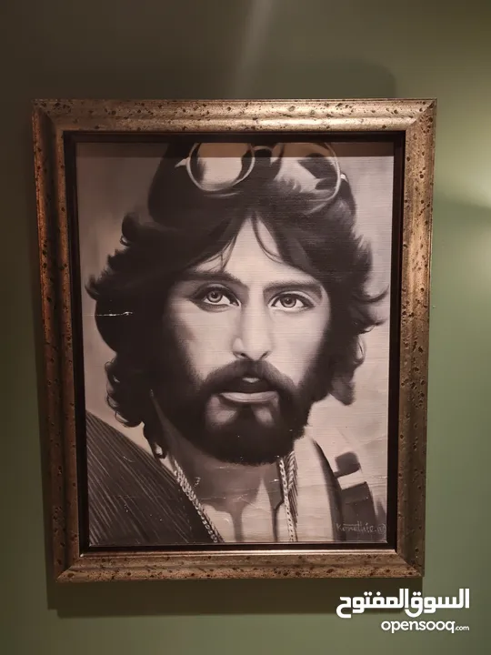 لوحة فنية رسم ،فريم خشب اصلي