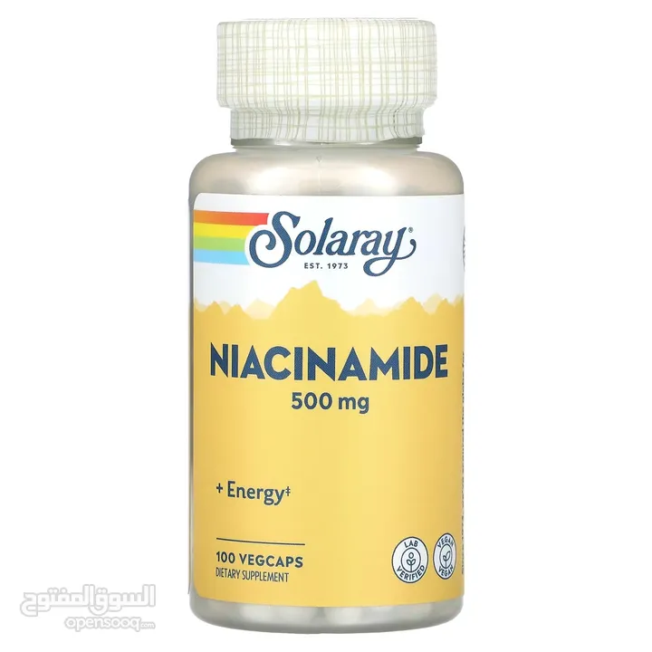 النياسين ب3 Niacin B3 للسيطرة على الكوليسترول والسكري بتركيز 500 ملج 100 كبسولة