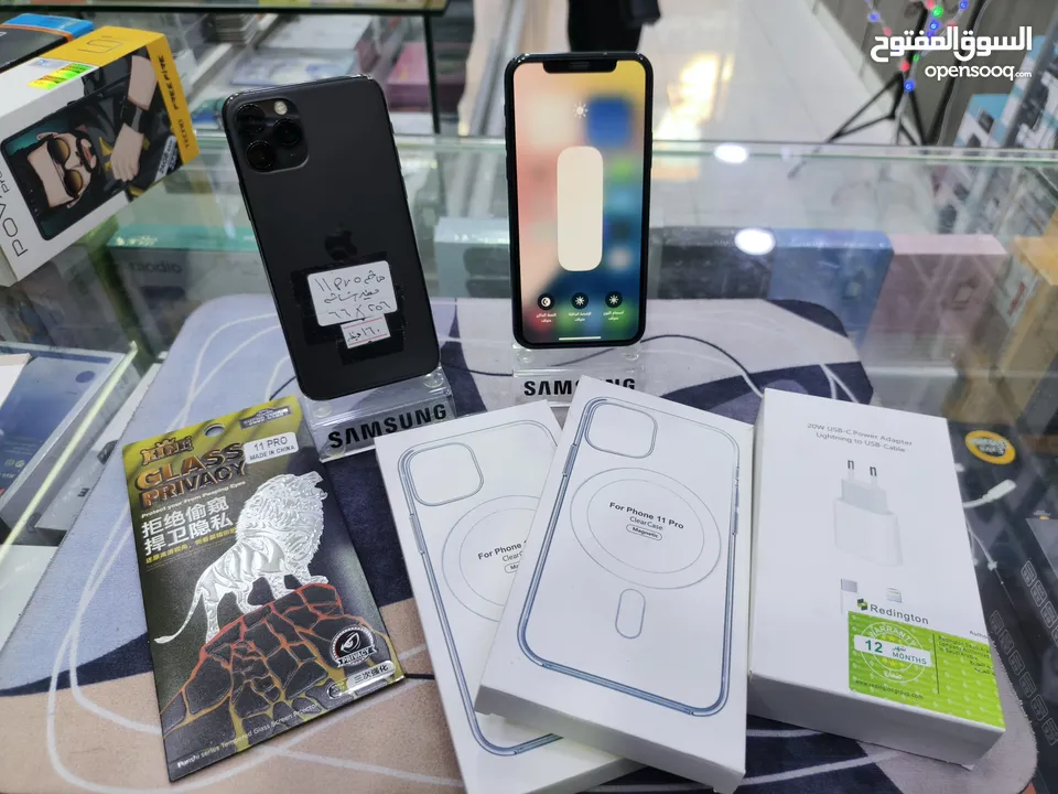 تفاح وصل iphone 11 pro جيجا 256 مغير فقط شاشة اصلية معه بكج هدية متوفر توصيل