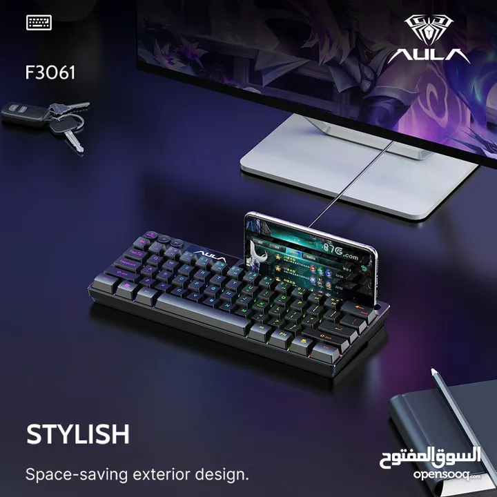 كيبورد جيمنغ مضيئ احترافي لكل الجيمرز اصلي Aula Keyboard F3061 Gaming RGB Lights OG
