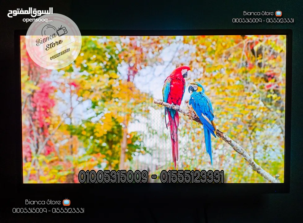 شاشة 24 بوصة LED FUll HD IPS معاها رسيفر و قاعدة مكتب و حامل حائط و ضمان سنة