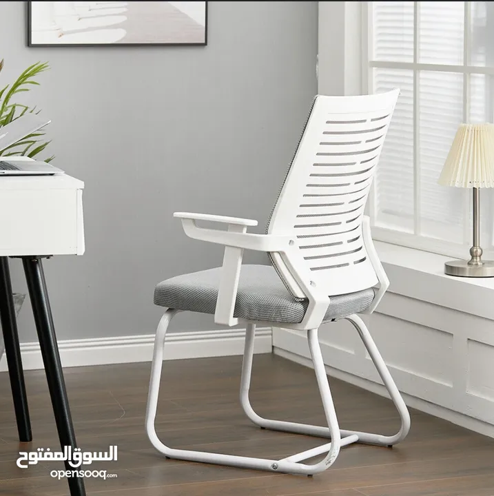 كرسي انتظار كرسي ثابت كرسي ابيض استقبال كرسي زائرين كرسي شبك مريح ثابت Full white waiting Chair