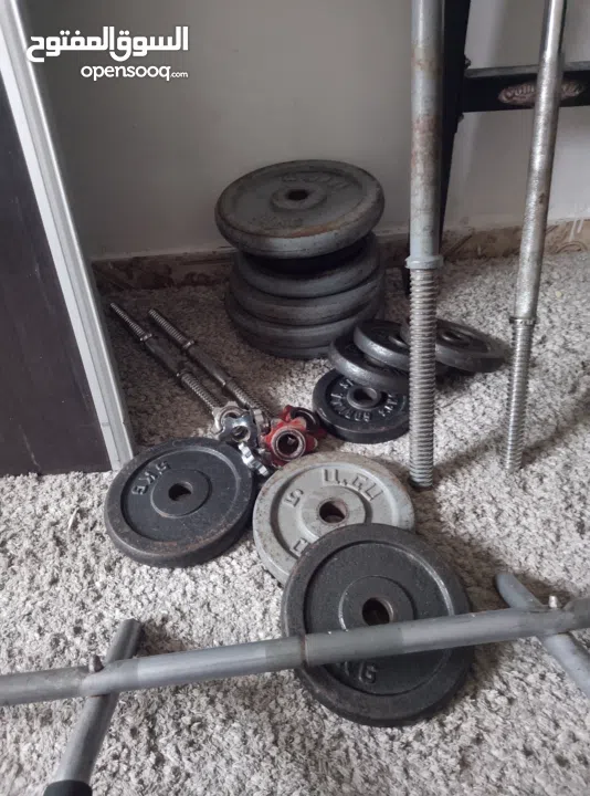 اوزان دامبل و بار و تخت مستعملة للبيع