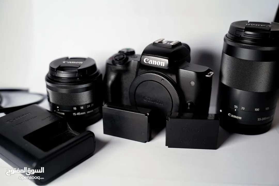 Canon M50 Mark II + عدستين + بطاريتين – بحالة ممتازة