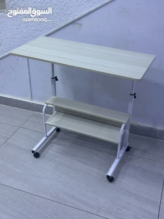 طاولة لابتوب طاولة متحركة مع رفوف قابلة لتعديل للارتفاع قياس 80*40 Laptop Tray Table Desk
