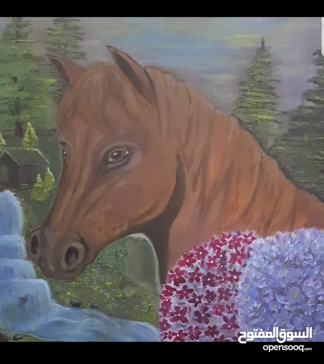 عده لوحات كانفس ألوان الأكليرك احجام  45سم  في 50سم لعشاق الرسم