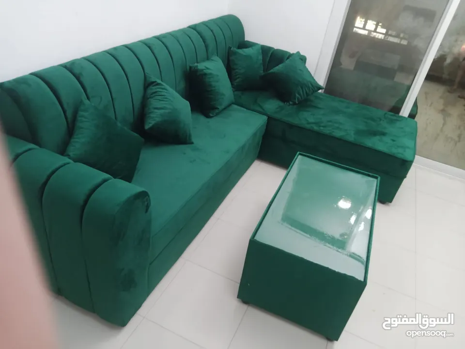 Selling New L shaped sofa with centre table with cusoin with home delivery