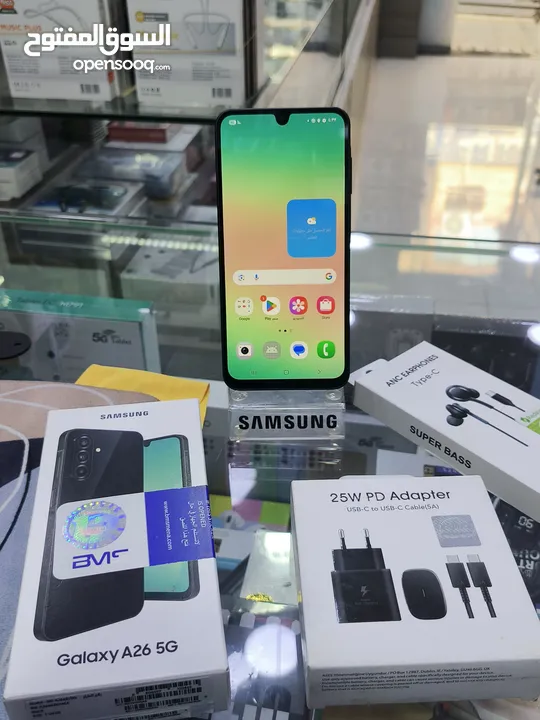 مشغل يوم واحد SAMSUNG A26 5G مستعمل جيجا 256 رام 16 معه بكج هدية متوفر توصيل